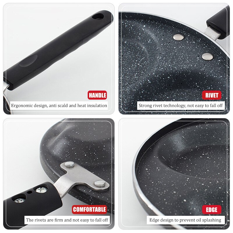 GEEKHOM Frying Pan Cast Iron Nonstick Pancake Pan Skillet Egg Pancake Steak Pan Cooking Egg Ham Pans Breakfast Maker Cookware