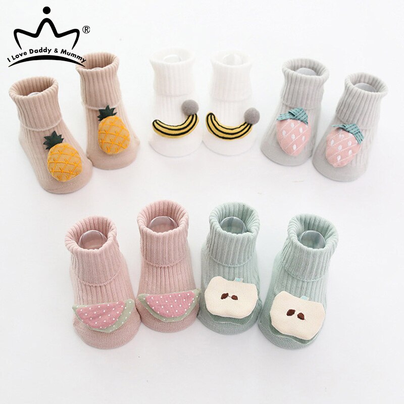 Knit Cotton Baby Girl Boy Socks Cartoon Cute Fruit Anti Slip Baby Socks Infant Toddler Autumn Winter Warm Floor Socks