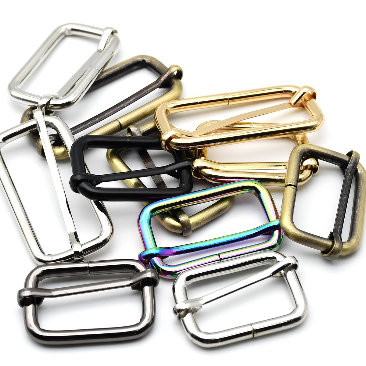 Metaal verdikte lederen tas Rugzak Schouderriem Riem Rechthoek Tri-glide Passen Roller Pin Gesp Slider O-ring