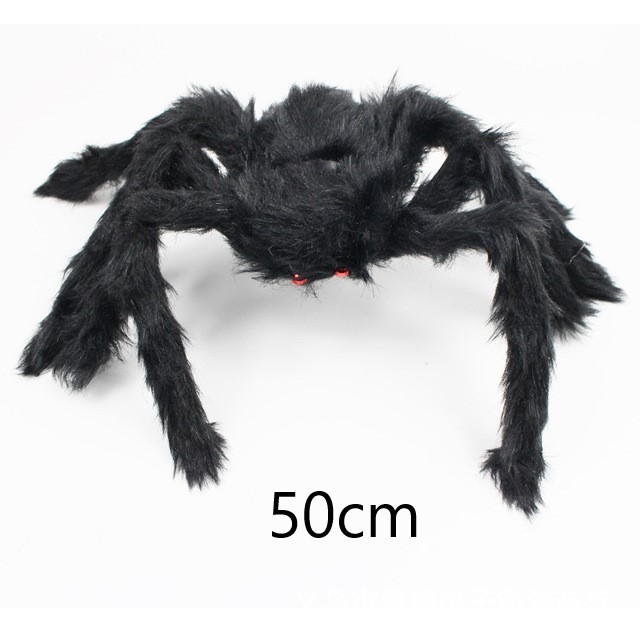 Grand araignée en peluche pour Halloween, accessoires de décoration de fête, grande araignée d'extérieur, chambre de décoration, tour d'une farce, grande araignée: Black