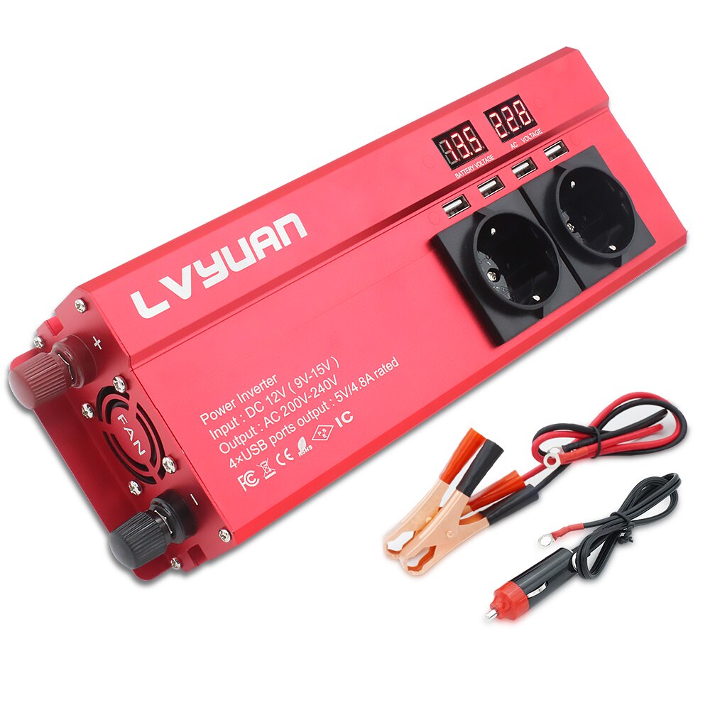 Inversor 12 v 220 v 6000W Solar Inverter EU Plug 3AC Outlets 4 USB Outing Car Inverter Converter Inversor Solar Senoidal Pura