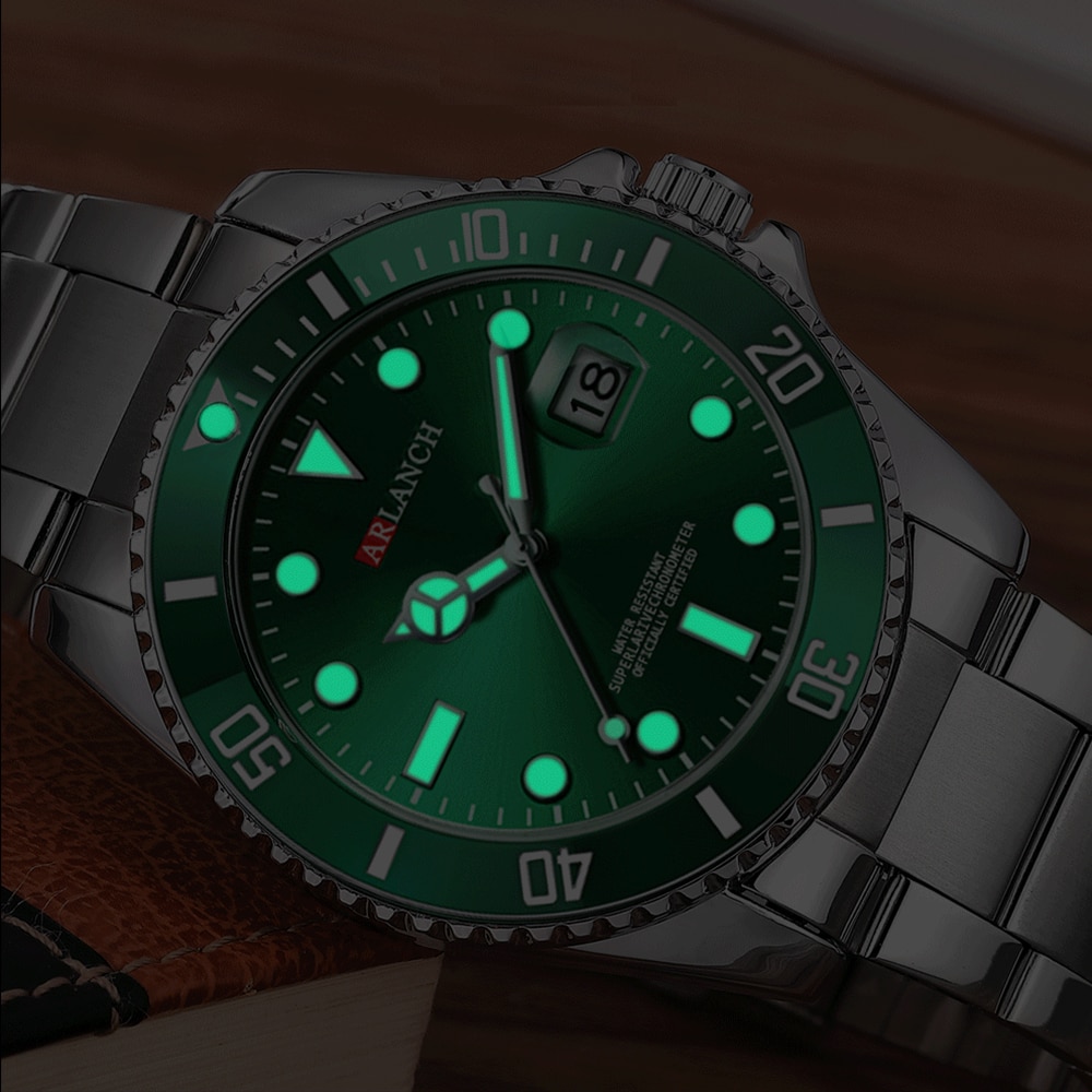 Arlanch herre quartz ur topmærke luksus vandtætte ure herre sports dato armbåndsure sort relogio masculino