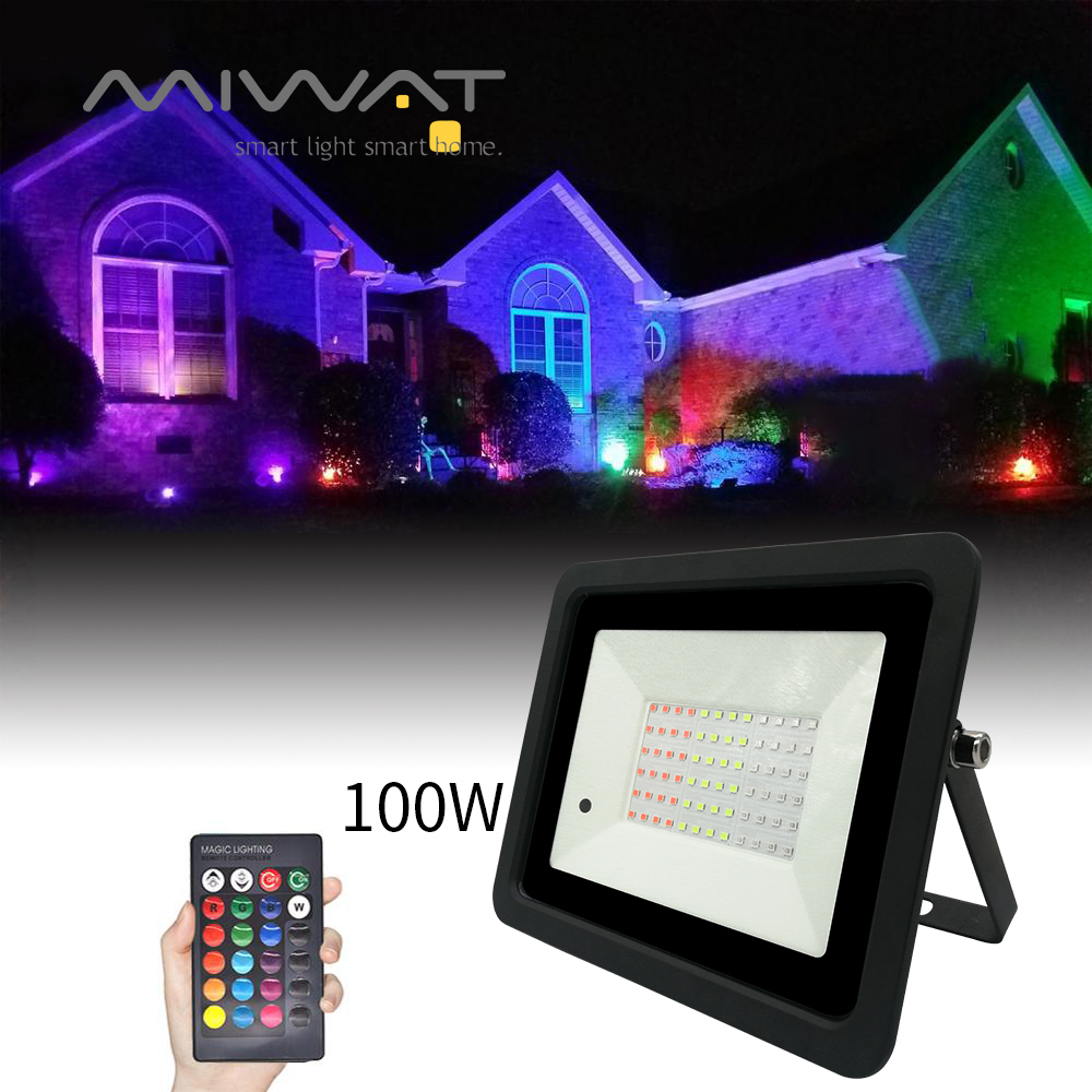 110V/220V RGB Led Floodlight 20W 30W 50W 100W Outdoor Wall Washer Lamp Reflector IP68 Waterproof Garden Lighting RGB Flood Light
