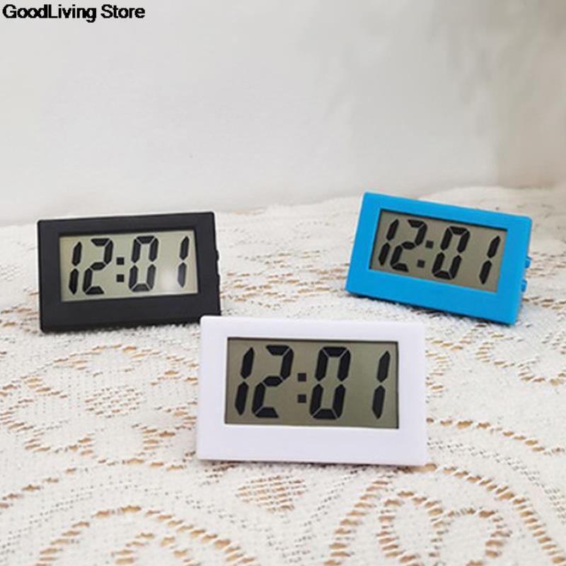 1PC Desk Digital Clock Lcd Screen Self-adhesive Bracket Car Clock Plastic Mini Time Clock Mini Triangle Clock