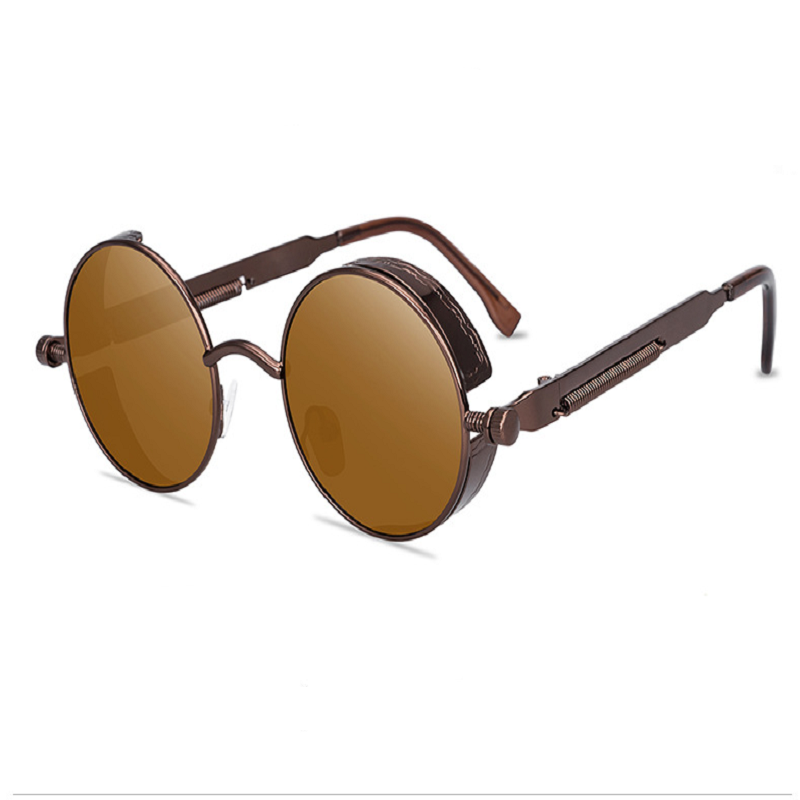 Lunettes de soleil steampunk gothiques classiques pour hommes et femmes, lunettes de soleil vintage, monture ronde en métal, créateur de , , UV400
