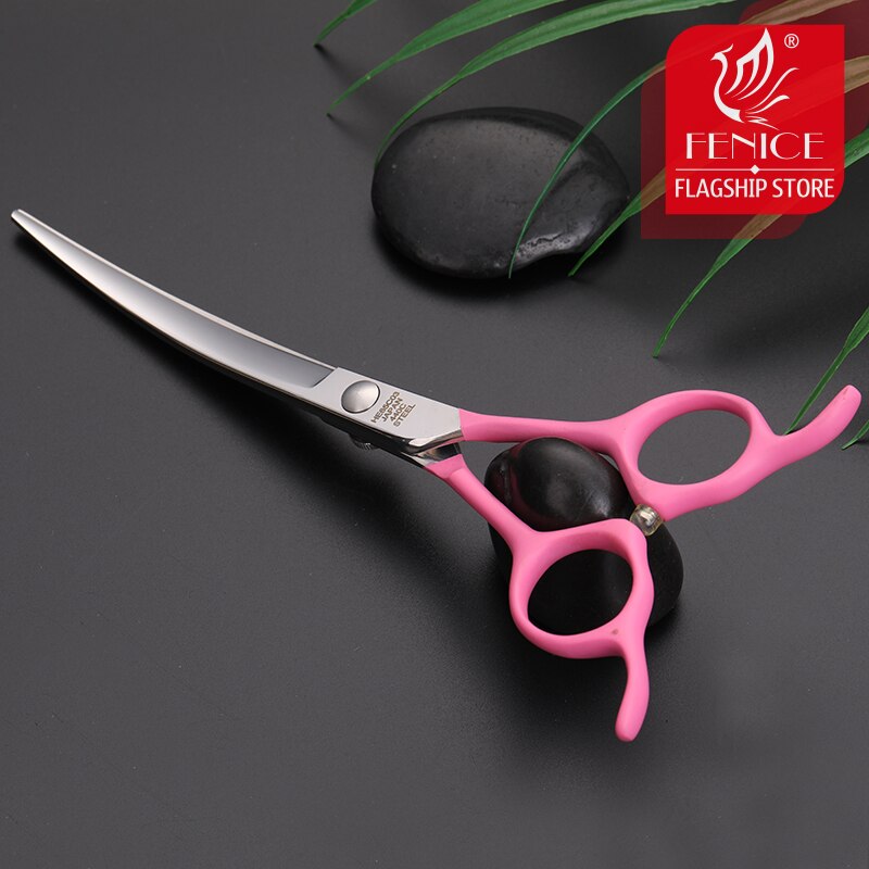 Fenice 6.5 inch Pet Grooming Curved Scissors Japan 440C Stainless Steel Dogs Animal Hair Cutting Shears