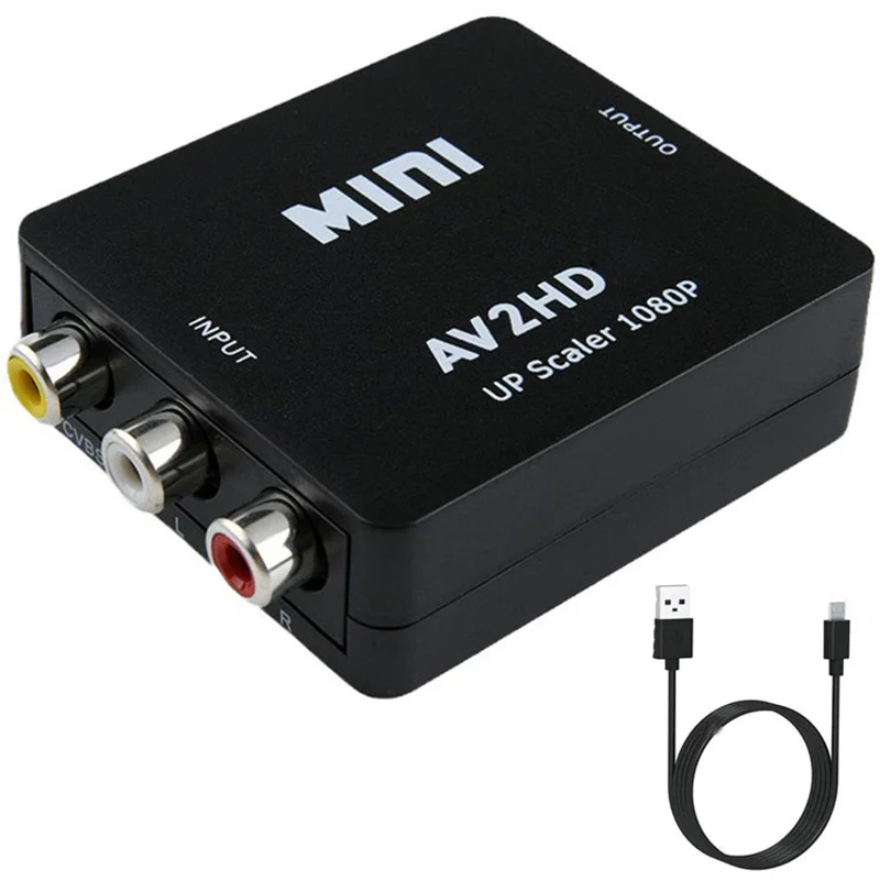 1080P RCA AV Zu HDMI-kompatibel HD zu AV Verbund Adapter Konverter AV2HD Audio Video Kabel CVBS AV Adapter mit USB Kabel