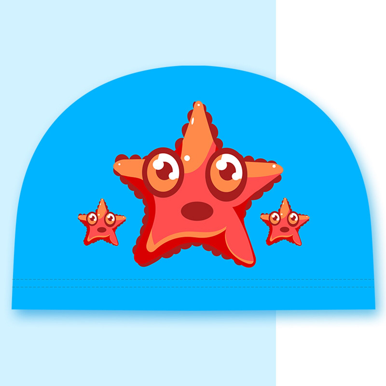 3D Swim Hat Stretchy Bathing Swimming Hat Teens Girls Boys Beach Cute Swim Age 2-12 Toddle Children Pool Ear Protector: Blue Starfish
