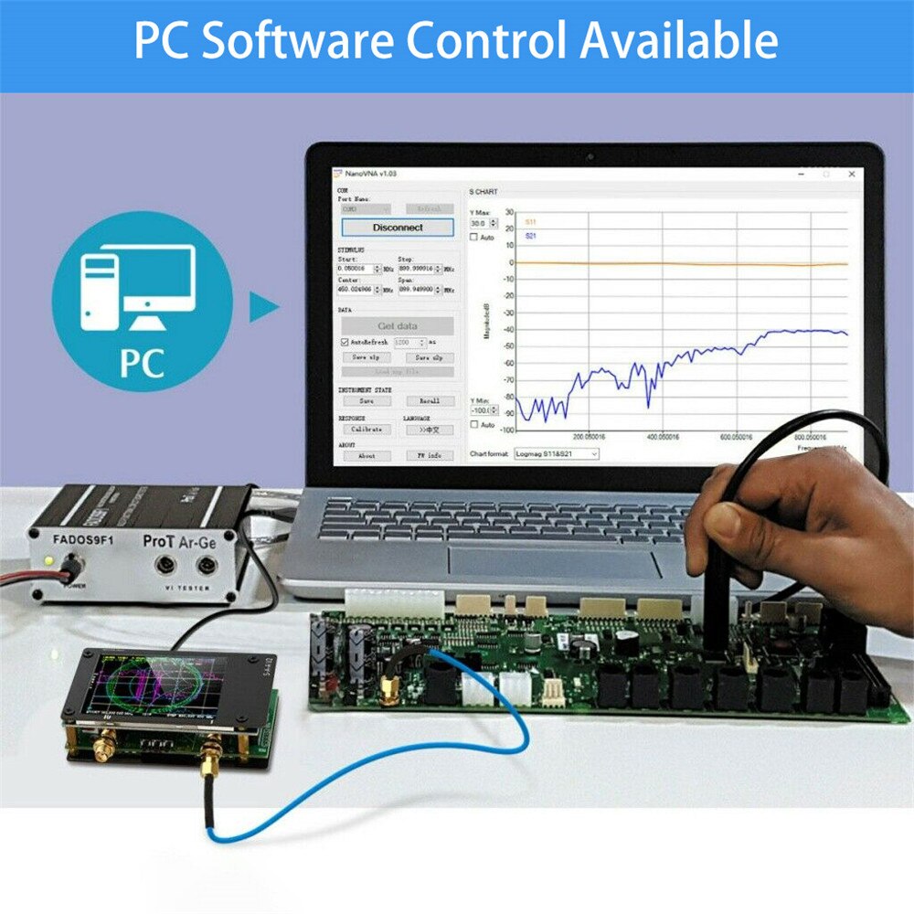 2.8 inch LCD Display 50KHz-300MHz NanoVNA Vector Network Analyzer Antenna Analyzer VNA HF VHF UHF UV with Battery