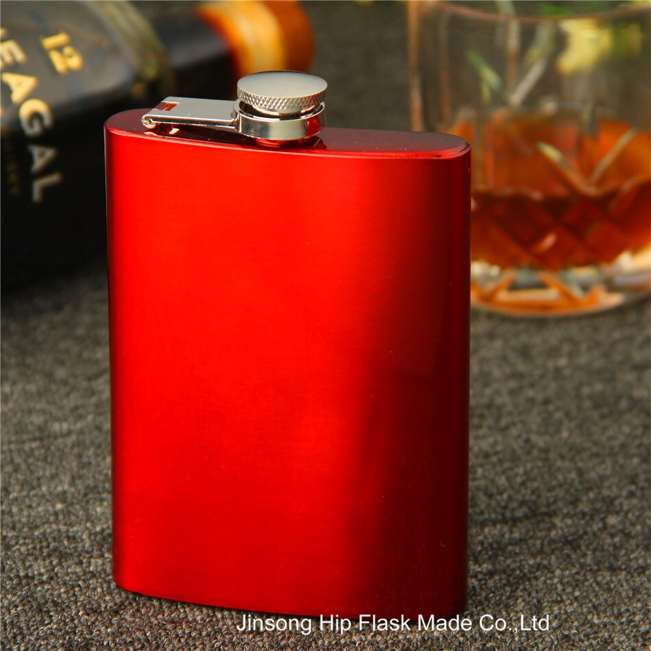 1 PC 227 ML (8 OZ) fabriek prijs zwart rvs heupfles draagbare outdoor 8 OZ rvs heupfles: Red