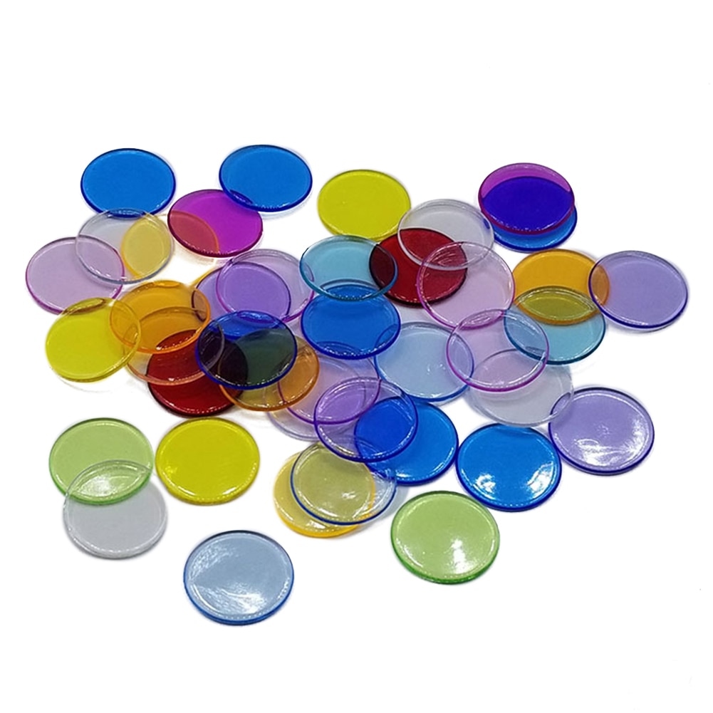 100 stk 19mm børn bingo chips gennemsigtige farver tælle matematik spil tællere markører plast børn undervisning tilbehør giftfri