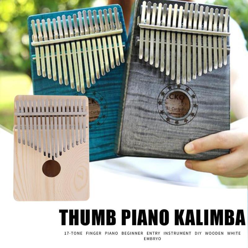 17 Key Kalimba African DIY Wood White Embryo Thumb Finger Piano Wooden Musical Instruments Sanza Mbira Kalimba Play with Holder