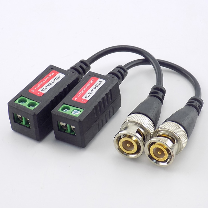 Connecteur Balun vidéo BNC 1 paire | Émetteur passif, Distance 3000FT, UTP Balun mâle BNC CAT5, câble pour caméras de vidéosurveillance