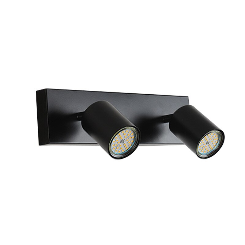 Multi-Head Roterende Black Spotlight Lampen GU10 Metalen Wandlamp Slaapkamer Woonkamer Lamp Veranda Leeslampjes Decoratie: 2 heads / Black(no bulb)
