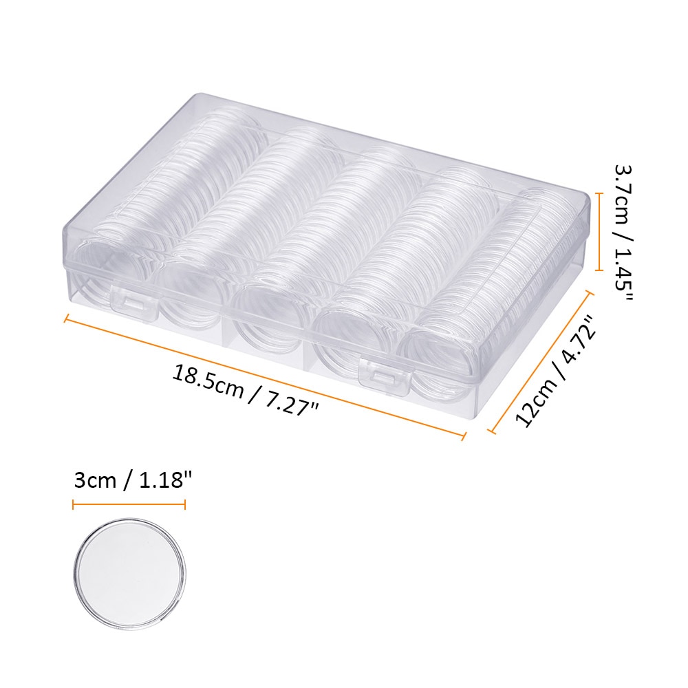 100 Stks/set Diameter 30Mmplastic Clear Capsule Collection 16/20/25/27/30/38/46 Coin opbergdoos Ambachten Containers Opslag