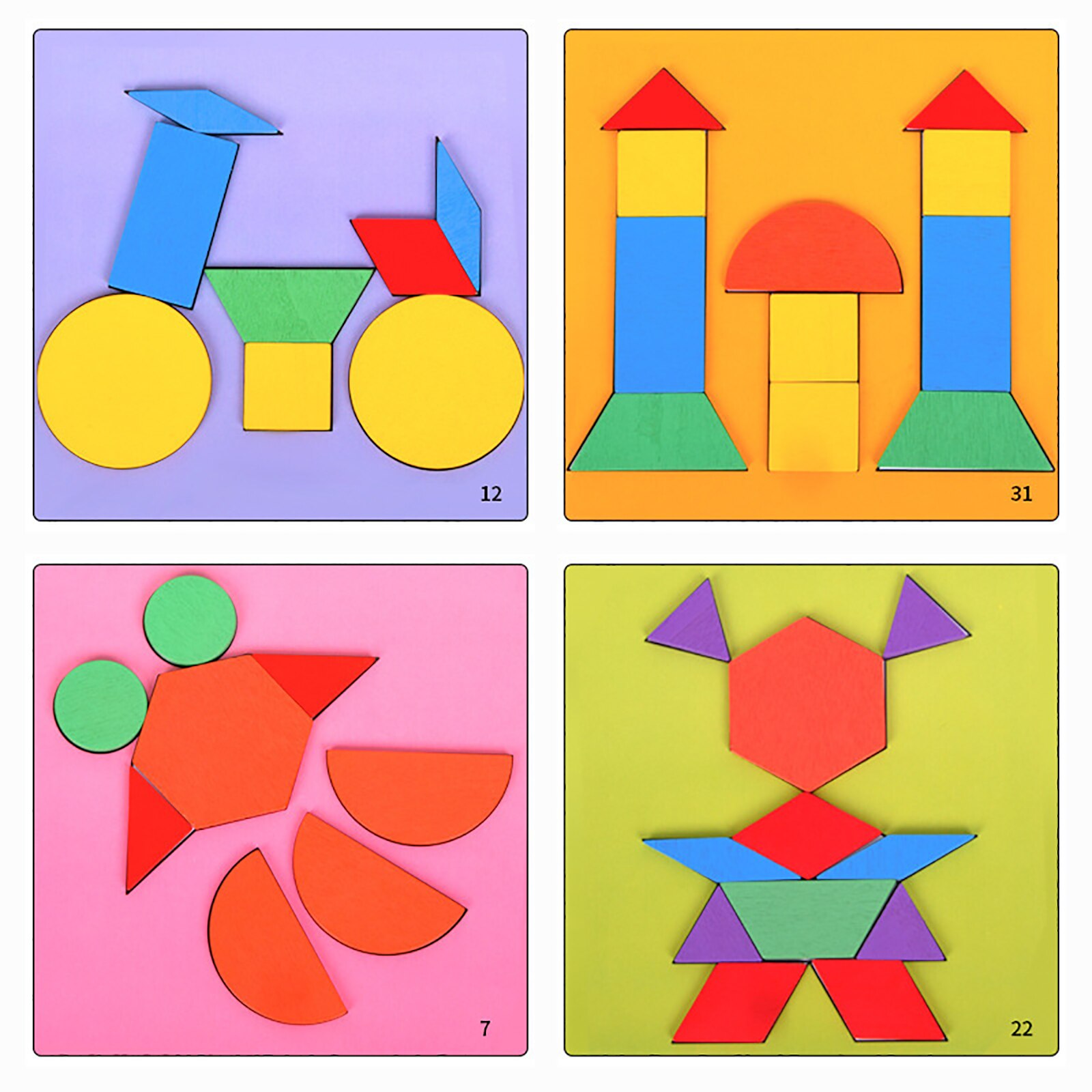 Houten Geometrische Clever Board Puzzel 3D Tangram Puzzel Boord Speelgoed Baby Early Educatief Speelgoed Voor Kinderen Spel