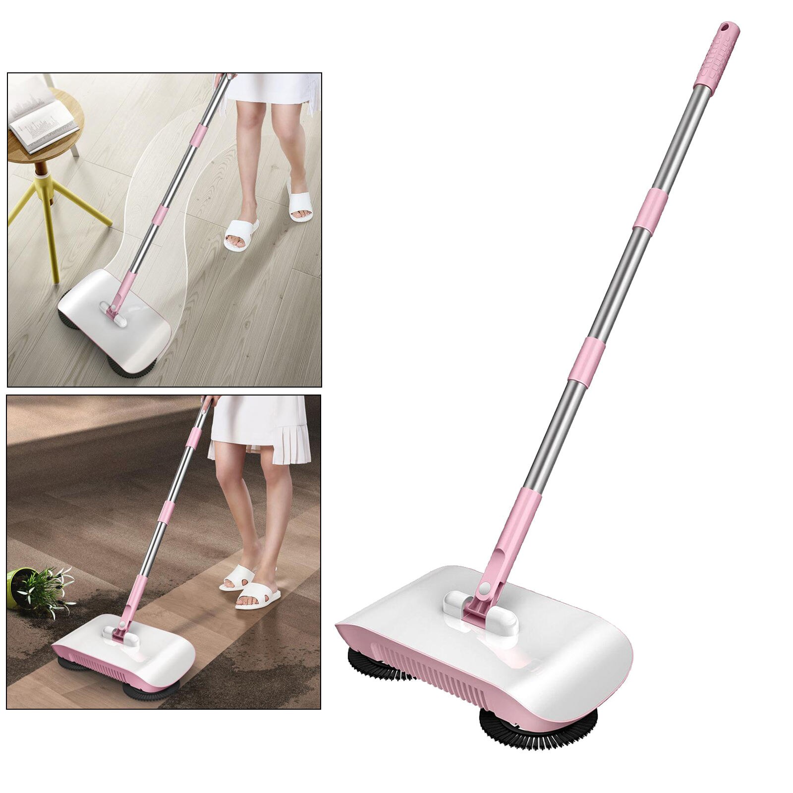Rotating Hand Broom Sweeper Hard Floor Dust Cleaning Tool, 360 Degree Rotation