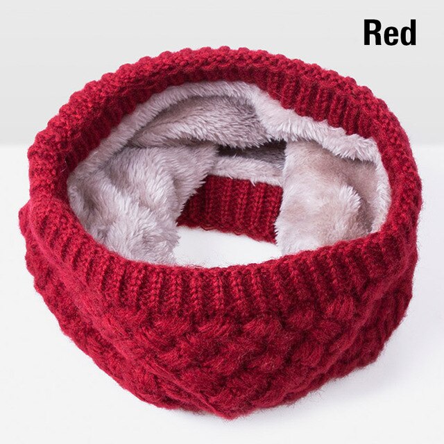 Winter Scarves Men Women knitted Cotton Autumn Scarves Children Boy girl Unisex Warm Thicken Wool Plus Velvet Scarves: red