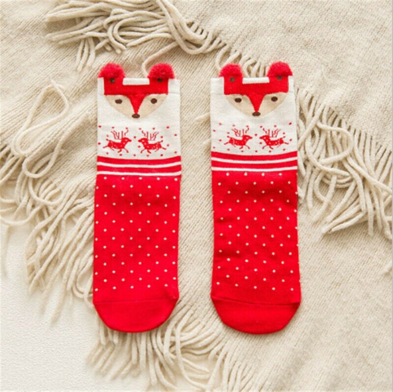 Chaussettes de noël, 1 paire, pour enfants, filles et garçons, chaussettes de noël, automne, éponge rayée, flocon de neige, élan, ours noël