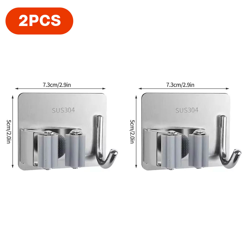 Ganchos multiusos adhesivos para colgar en la pared, estante para fregona, gancho para colgar escoba, organización del baño y la cocina, accesorios organizadores para el hogar ﻿: Verde claro