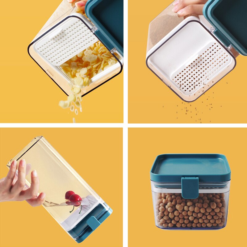 500/1000/1600ML Food Storage Container Plastic Kitchen Refrigerator Noodle Box Multigrain Storage Tank Transparent Sealed Cans