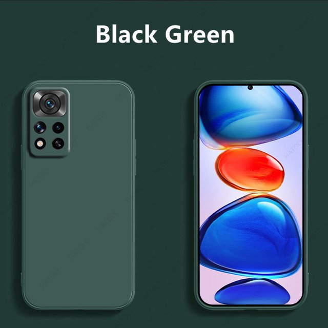Coque souple en silicone liquide pour Xiaomi Redmi Note 12 Pro, coque Capa, housse, 4G: Noir Vert