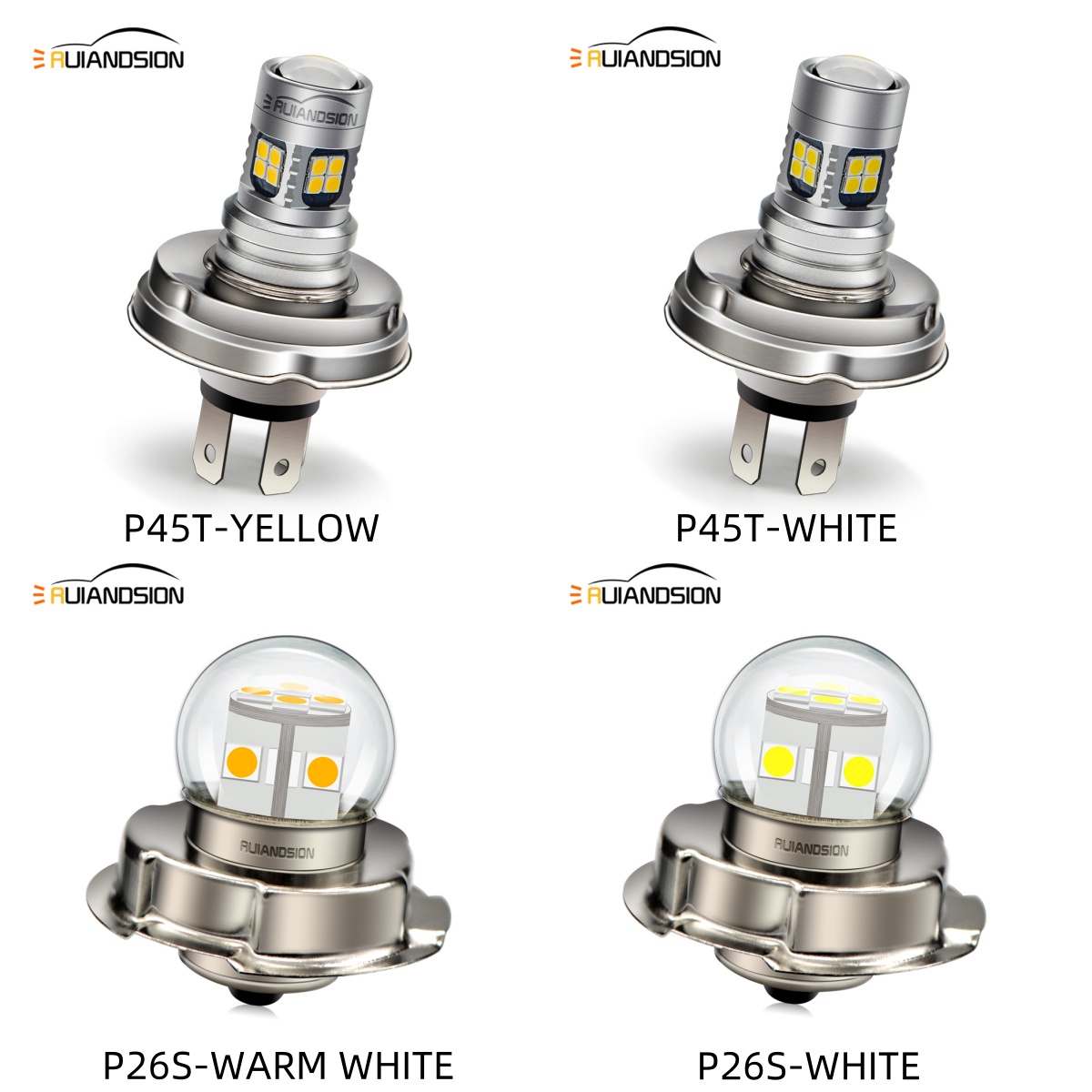 Ruiandsion  p26s p45t led-lampa scooteradapter motorcykel led-strålkastarlampa racerlampa 6v 12v 24v 30v vit varmvit gul