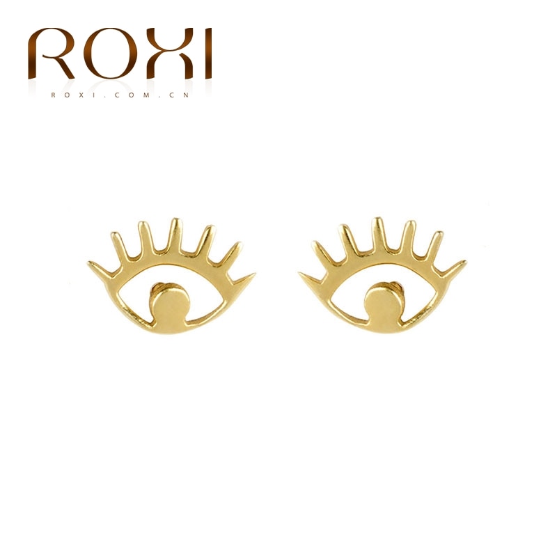 ROXI, pendientes de tuerca de ojo de Ángel salvaje a la , pendientes de tuerca de Plata de Ley 925, pendientes de cartílago para mujeres, pendientes inusuales, joyería: Gold