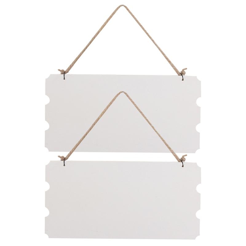 2 stk træ ufærdige plakette gør-det-selv hængende skilte blank tallerken indretning til butik butik hjem (hvid)