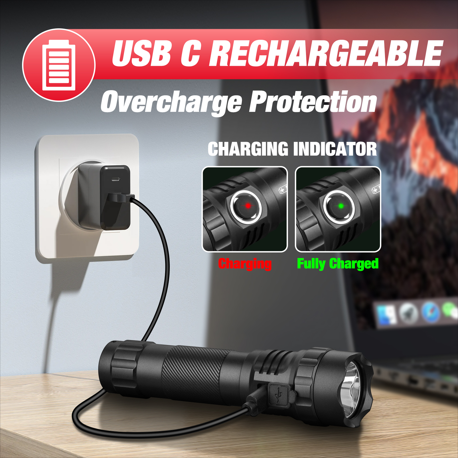 Lampe de poche tactique UltraFire UF3 1200 lumens Lampe de poche de police avec étui pour ceinture de service Lampe de poche des forces de l'ordre avec support de ceinture Petite torche LED rechargeable