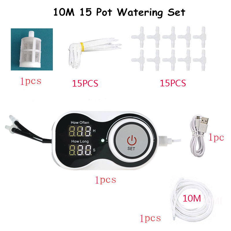 Automatic Watering Timer Indoor Garden Irrigation Timer Home Drip Irrigation Self Watering System Smart Garden Self-Watering: 10M 15Pot Watering