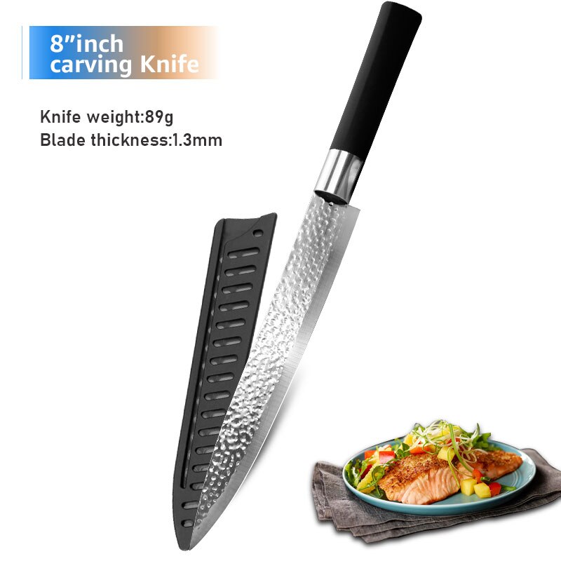 Chef knives 6 Set Japanese Kitchen knives High Carban stainless steel Meat Cleaver Fruit Paring knife Chef Knife: P