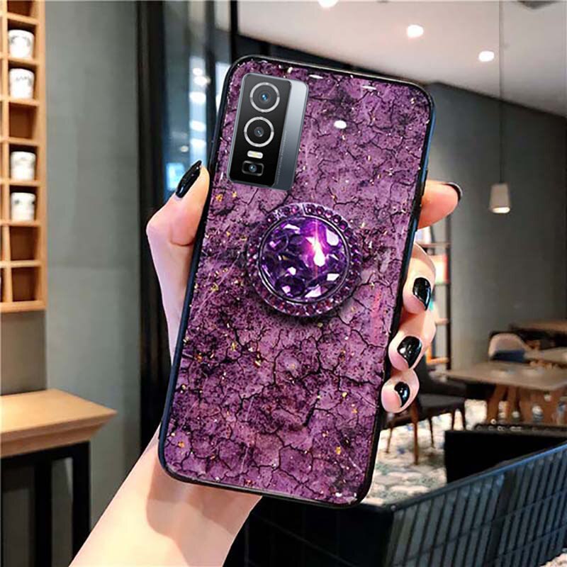 Für VIVO Y76 5G Weiche TPU Strass stehen gehäbenutzen VIVO Y76 abdeckung