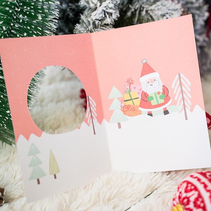 2sets Cartoon Sneeuwpop Wenskaart Envelop Kerstman Vrolijk Kerstfeest Vouwen Card Party DIY Xmas Papier Zegen Kaart