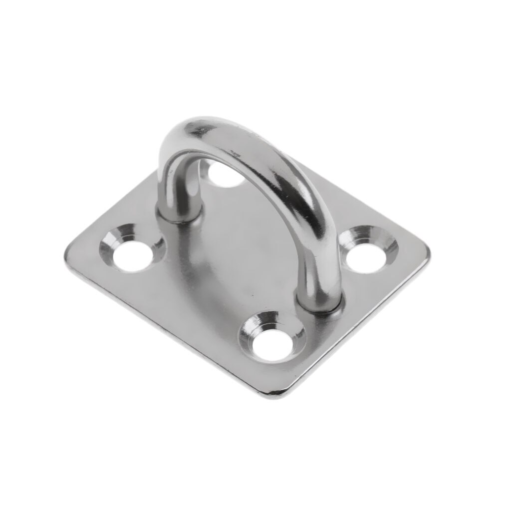 4pcs Heavy Duty Stainless Steel Square Plate Staple Ring Hook, Marine Boat Hardware, Wall Mount Hook Hanger (6mm)