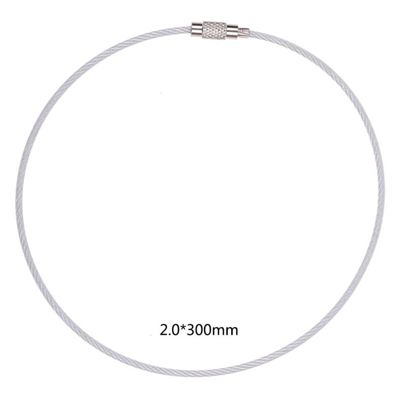 Avaimenperä tarra köysi ruostumaton teräslanka kaapeli silmukka ruuvi lukko gadget rengas avainrengas avainrengas ympyrä leirin ripustustyökalu: 10cm