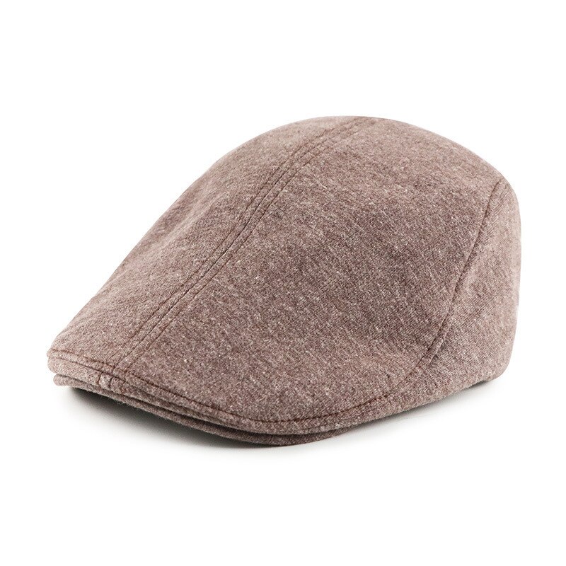 Herfst- en winterpet met klep, effen kleur, mannelijk en vrouwelijk, casual hoed, retro britse schildersbaret, verstelbare vizieren 15113: Koffie