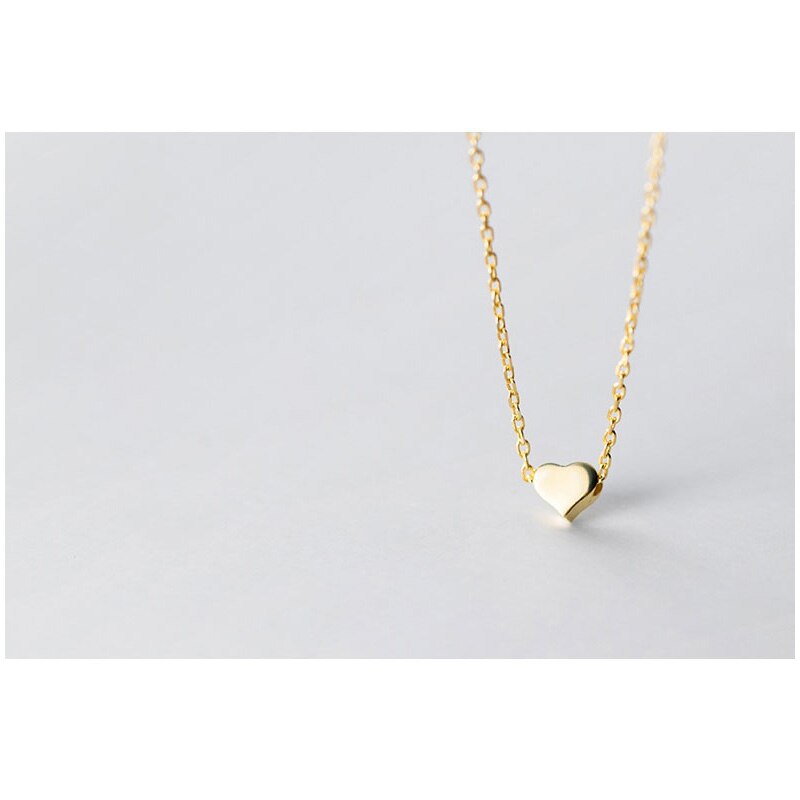 41cm-44.5cm collane in argento 925 donna argento lucido Fine 925 gioielli per donna ciondolo a cuore collana a catena femminile sul collo: Gold