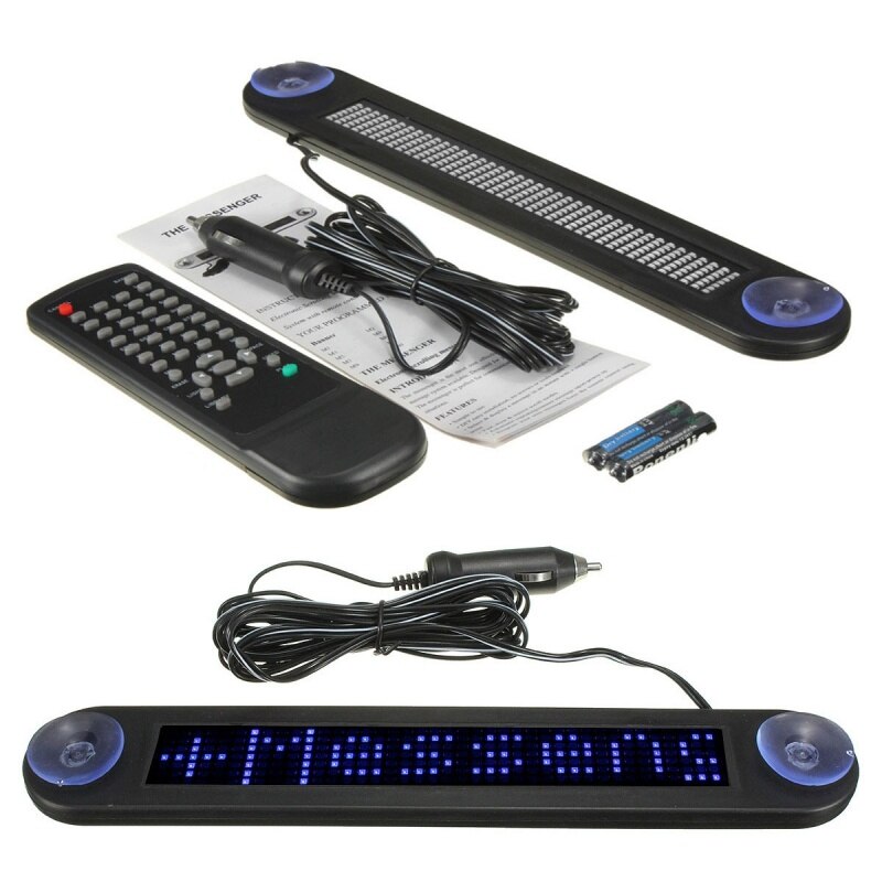 12V LED Car Programmable Message Sign Moving Scrolling Display Board W/ remote Blue