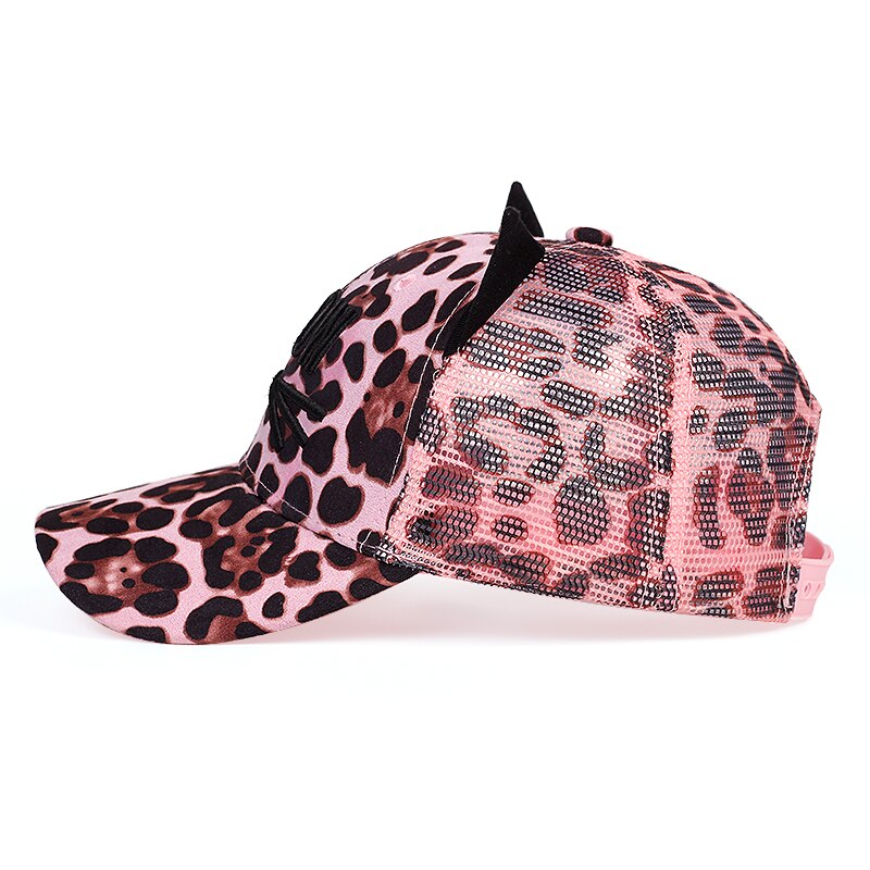 Meow broderet baseballkasket kat vild hat kat øre sød hat leopardprint tide hat afslappet skygge mesh hatte gorras