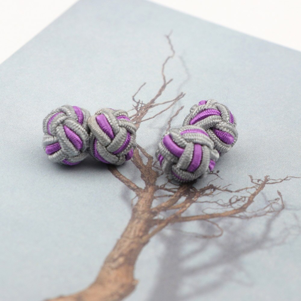 Novità nodi di Seta CufflinksMixed Tre Colori FAI DA TE Intrecciato Handmade Elastico Corda Doppia Sfera Gemelli Per Gli Uomini Regalo NO.1-20: 16
