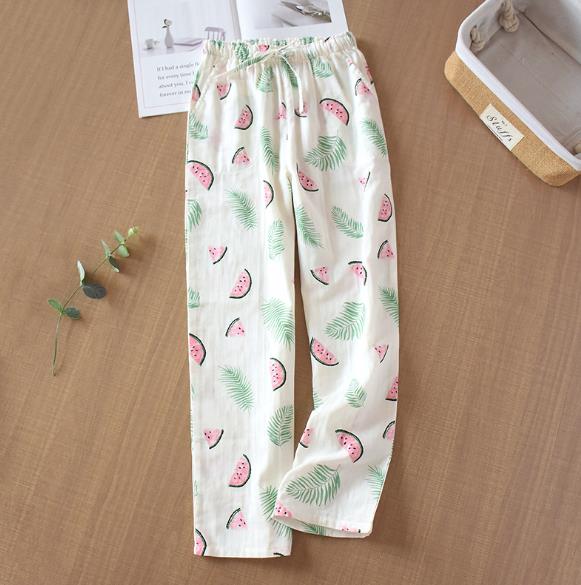Pyjama en gaze de coton pour femmes, pantalon de maison pour dormir, automne-hiver, vêtements de salon, ample, imprimé,: print 6 / L