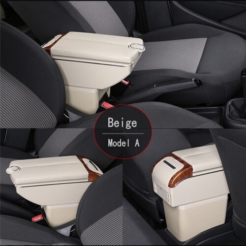 Boîte Convertible accoudoir pour Peugeot 307 CC, Double portes ouvert, 7usb centrale, boîte de rangement, accoudoir: A-Beige