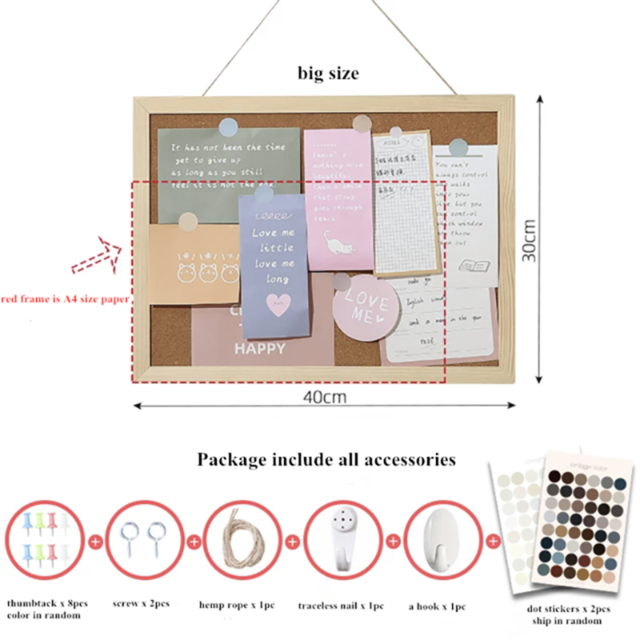 Kawaii Zachte Houten Brief Message Board Decoratieve Postkaart Foto Muur Kurk Boord Memo Papier Achtergrond Board Briefpapier: 30x40cm