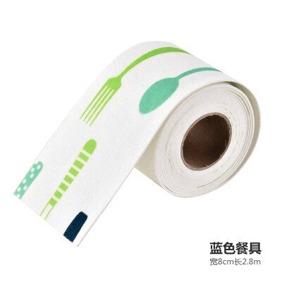 2.8M Self-adhesive Kitchen Sink Waterproof Stickers Washbasin Water Absorbent Anti-moisture Washroom Bathroom Toilet Sticker: green cutlery