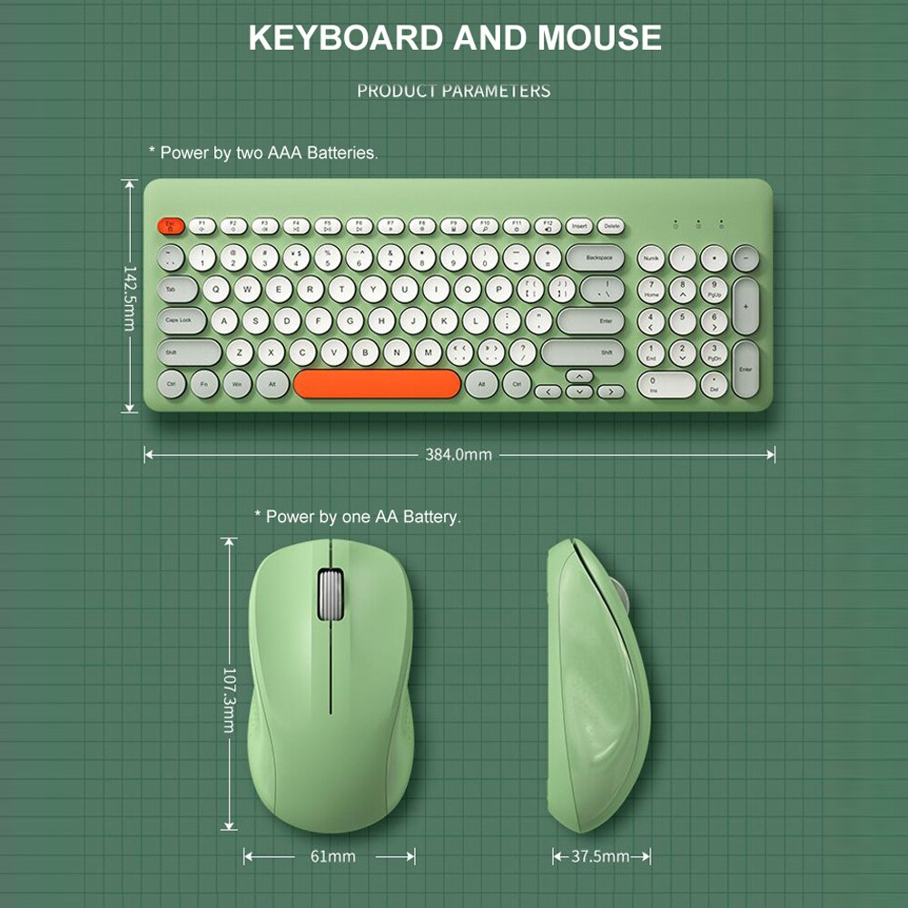 K221 Keyboard 2.4G Wireless Keyboard&Mouse Set 96 Key Round Keycaps Portable Ergonomic Keyboard for IOS/Windows Keyboard Mouse