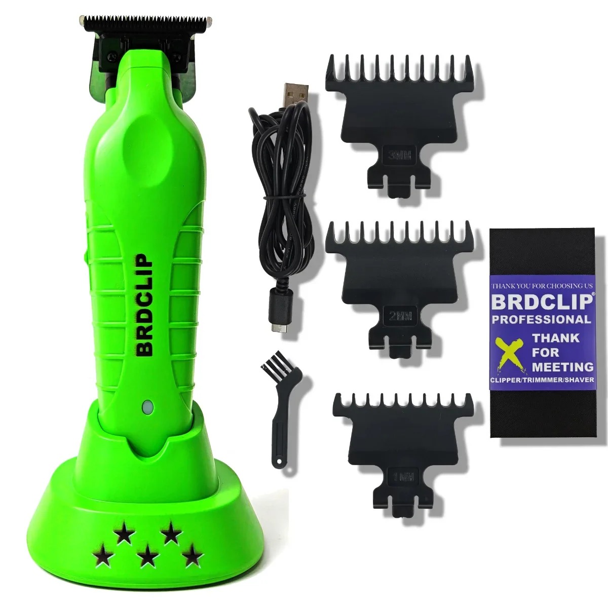 Professionele Elektrische Trimmer 7000 RPM Hoge snelheid Motor met Oplaadstation DLC Gecoat Mes Kappers Tondeuse 3 Kleuren Carving: green