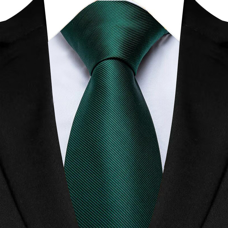 Cravate de luxe pour hommes, 8CM, rayures de couleur verte, motif Floral, solide, pour marié, tissée en Jacquard, pour fête d'affaires et de mariage