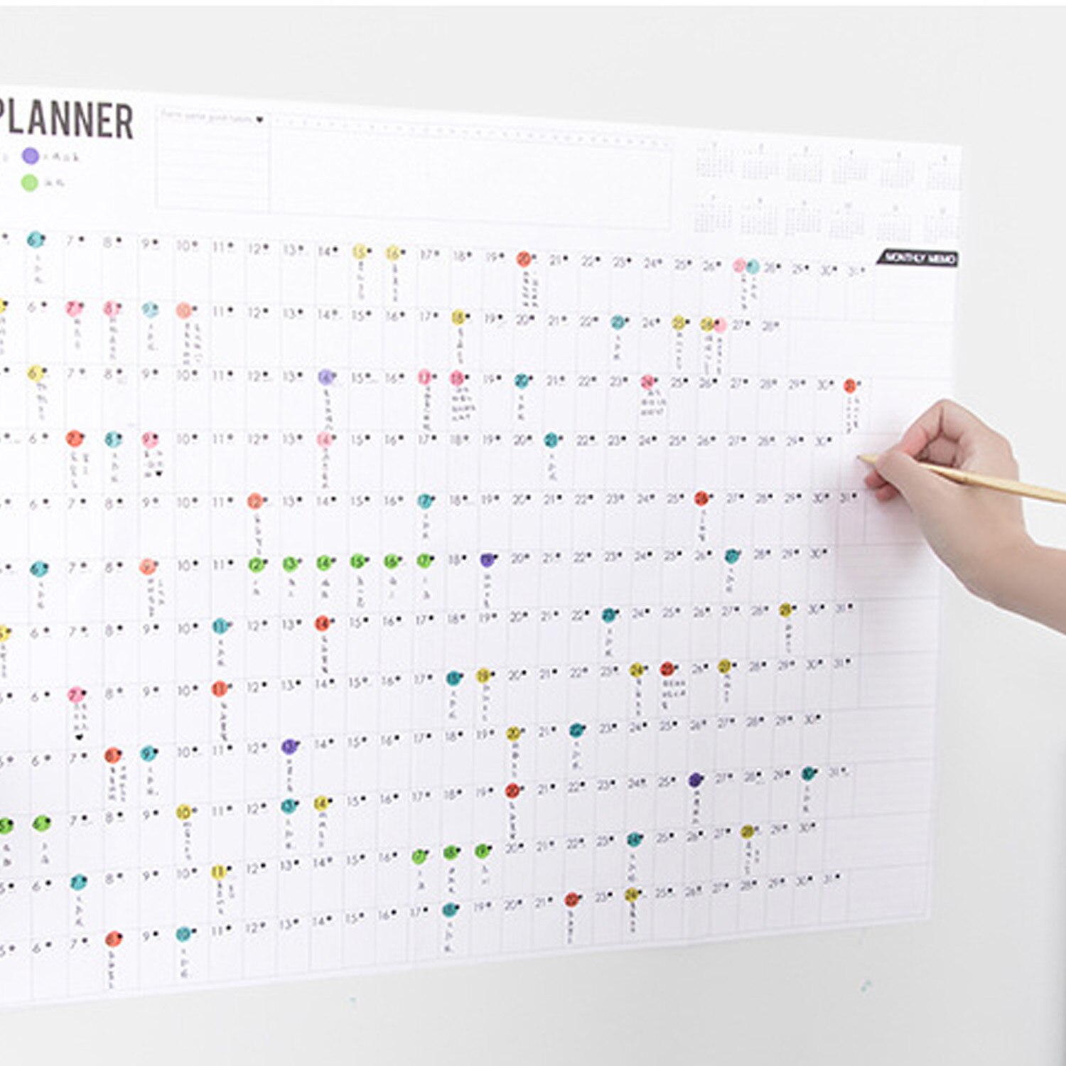 Vægkalender blok år planner daglig plan papir kalender med 2 ark eva mark klistermærker til kontorskole hjemmeartikler