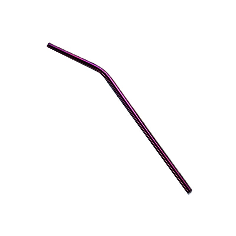 Reusable Metal Drinking Straws 304 Stainless Steel Sturdy Bent Straight Drinks Straw Bar Party Supply: Curved purple